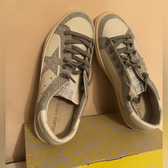 GOLDEN GOOSE May Superstar Silver Glitter Leather Sneakers BRAND NEW - Picture 5 of 15